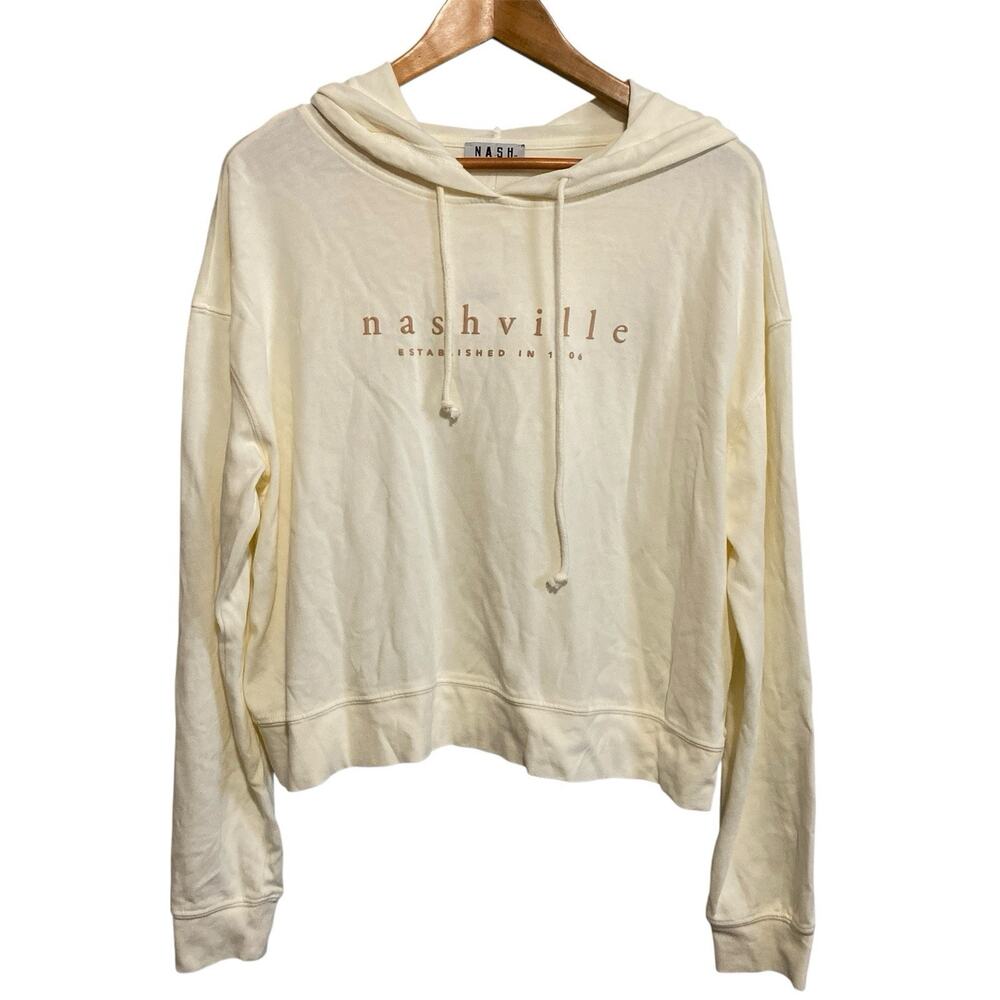 NASH Livvy Minimalistic Cream Hoodie Medium NWT Cotton Soft Pull Over Nashville